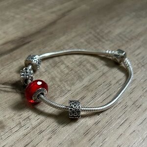 Pandora sterling Silver 925 ALE Charm Bracelet holiday festive sparkle Valentine